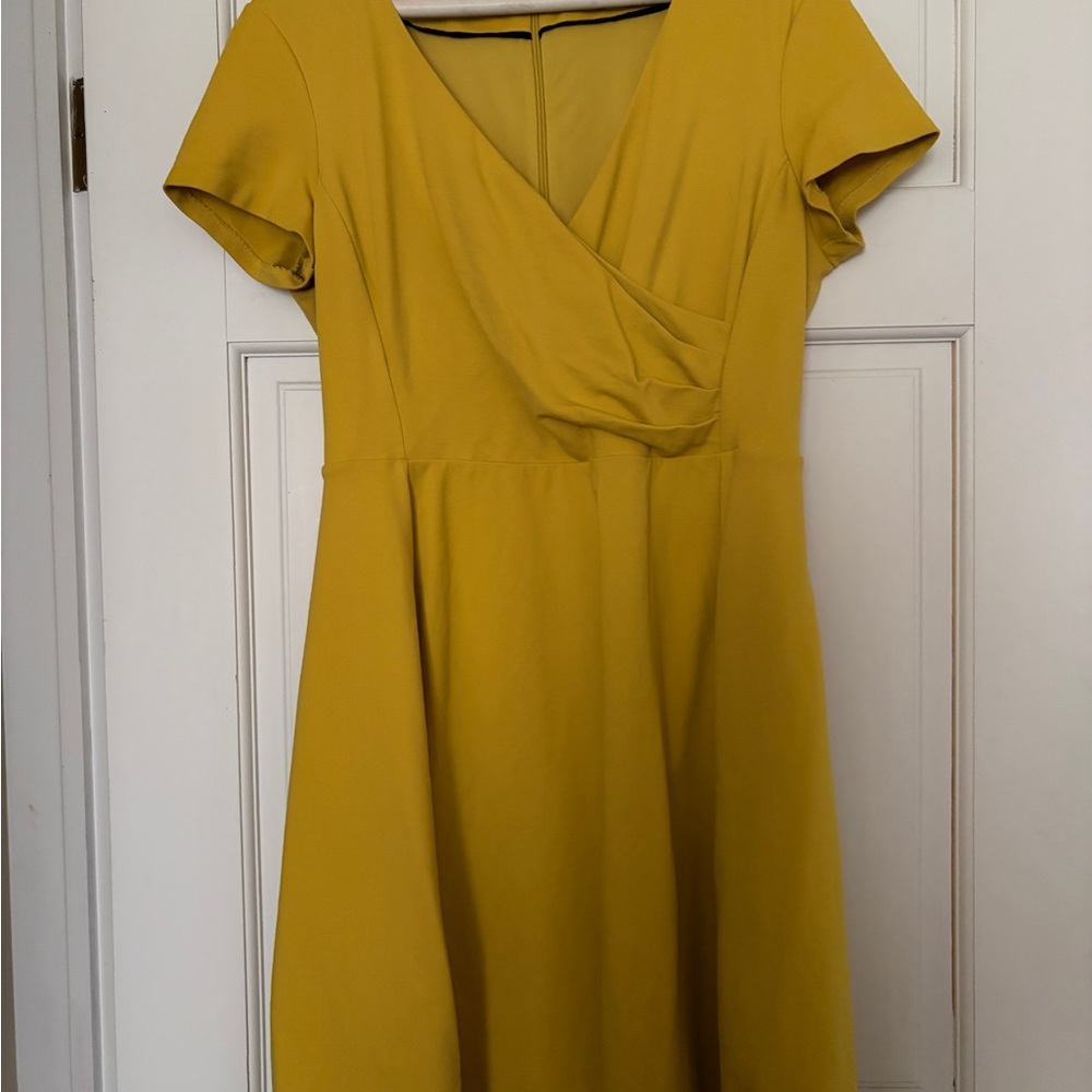 Elegant Boden Yellow Faux Wrap Mini Dress